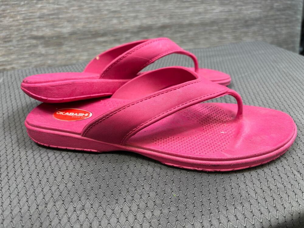 Okabashi Sandals Shoes Womens Size L Pink Thong Flip Flop Comfort Slip On